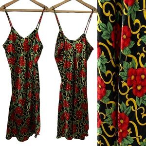 Vintage 90s Maryann’s Boutique Floral Satin Nightgown Large